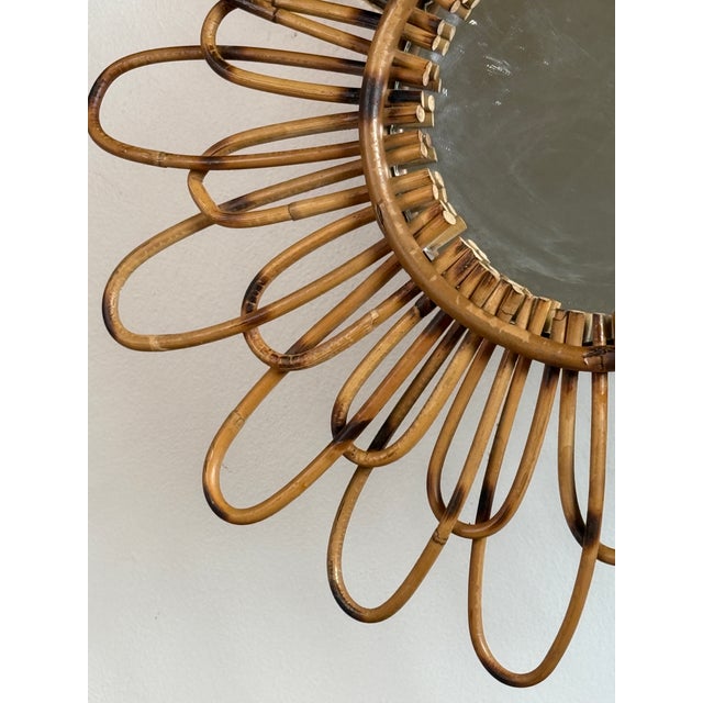 Wood Vintage Rattan Sun Mirror, 1950s For Sale - Image 7 of 12