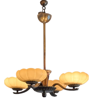 Vintage Four-Arm Chandelier by Paavo Tynell for Taito Oy, 1940s