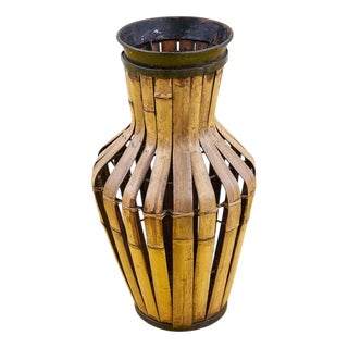 Vintage Vase in Bamboo For Sale