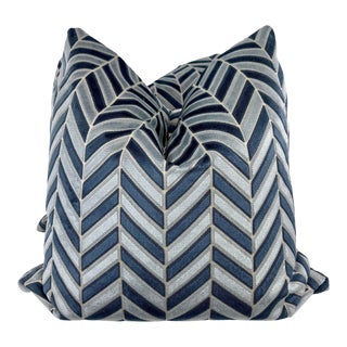 Kravet “Pinnacle Velvet” in Navy 22” Pillows-A Pair For Sale