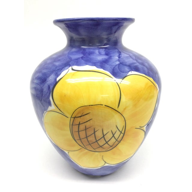 Vintage Loucarte Ceramic Sunflower Hand Painted Flower Vase For Sale In Portland, ME - Image 6 of 6