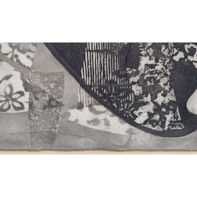 Black "Potiphar's Wife", Stylized Figurative Abstract Woodcut on Handmade Paper by Paula Walzer For Sale - Image 8 of 9