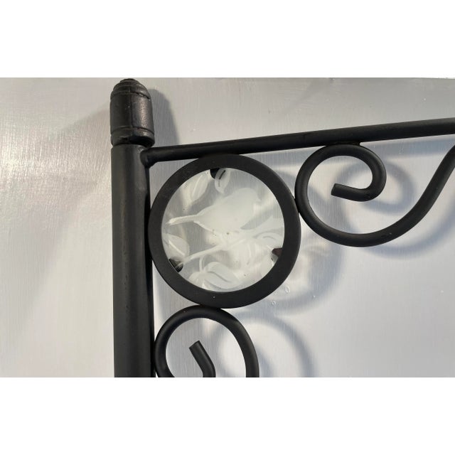 Vintage Black Iron Hanging Basket Holder Rack For Sale - Image 4 of 7