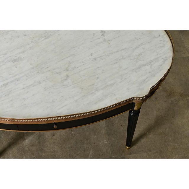 French 20th Century Louis XVI Style Ebonized Oval Coffee Table For Sale - Image 11 of 13