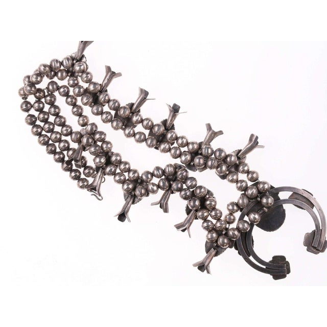 Vintage Navajo Silver and Turquoise Squash Blossom Necklace f For Sale In Austin - Image 6 of 6