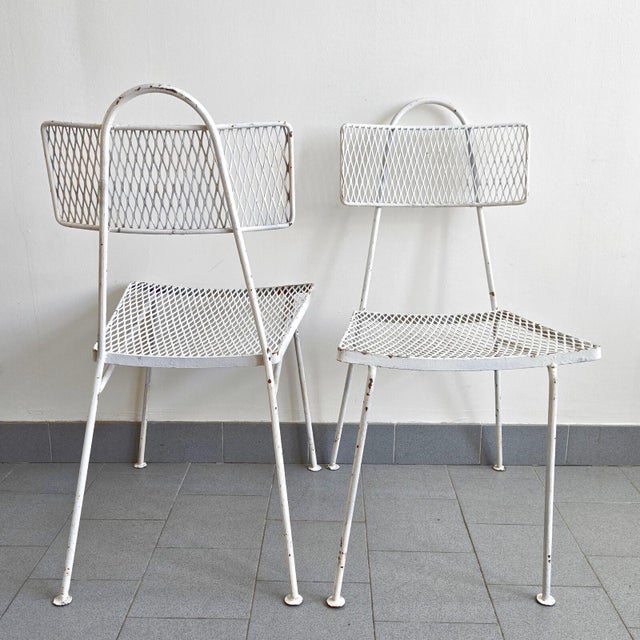 Vintage White Lacquered Metal Chairs by Mathieu Mategot, 1950s, Set of 2 For Sale - Image 4 of 16