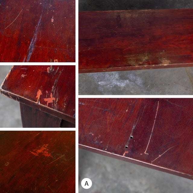 Early 20th Century Rustic Mahogany Farmhouse Harvest Dining Table With Distressed Finish For Sale - Image 10 of 18