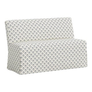 Stoffer Home x Cloth & Company Lindy Slipcover Dining Banquette in Francie Blue For Sale