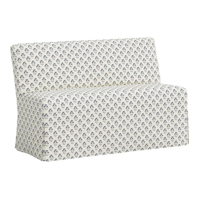 Stoffer Home x Cloth & Company Lindy Slipcover Dining Banquette in Francie Blue For Sale
