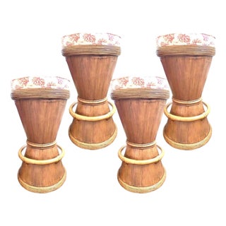 Vintage Bamboo Barstools Set of 4. Absolutely Stunning For Sale