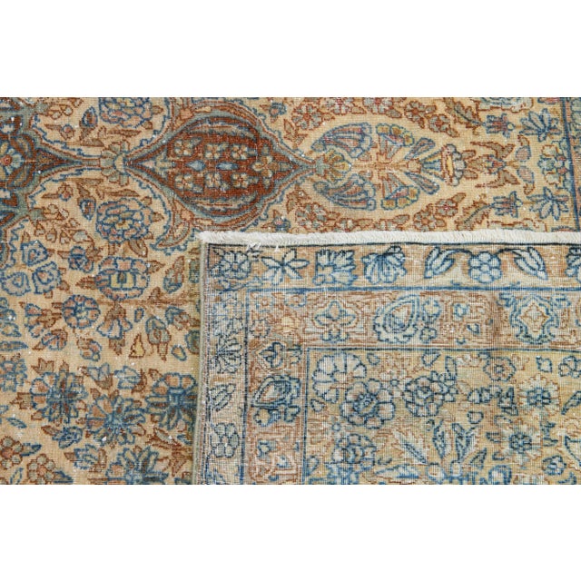 1910s Antique Kerman Persian Wool Rug With Multicolor Rosette Motif For Sale - Image 9 of 9