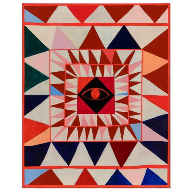 Abstract Ces McCully, Large French Australian Bold Graphic Abstract Pattern Oil Painting Ces McCully, 2021 For Sale - Image 3 of 7