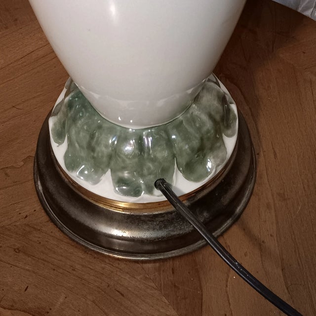 Vintage Ceramic Lamp With Raised Morning Glory Floral and Gilt For Sale - Image 12 of 18