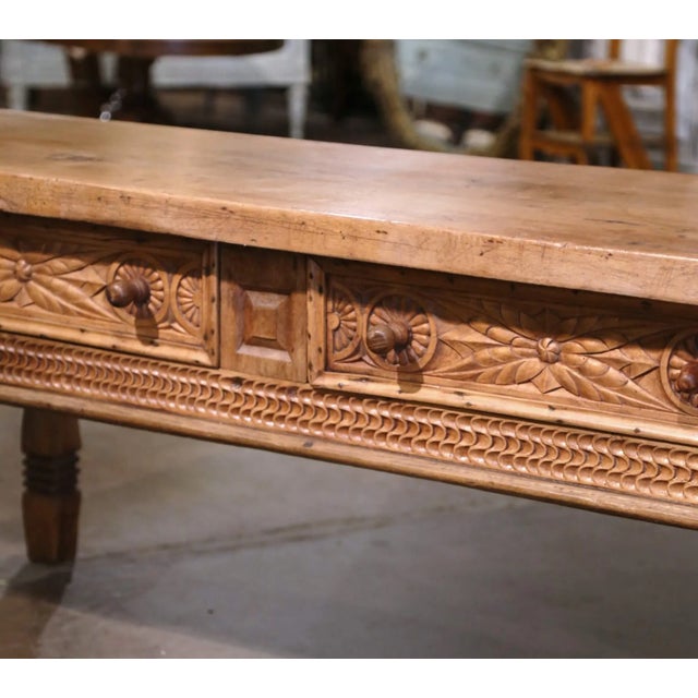 Mid 19th Century 19th Century Spanish Baroque Bleached Walnut Coffee Table With Drawers For Sale - Image 5 of 12