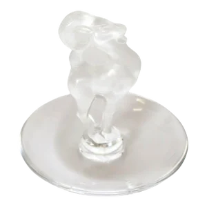 French Lalique Gazelle Crystal Jewelry Dish Vide Poche