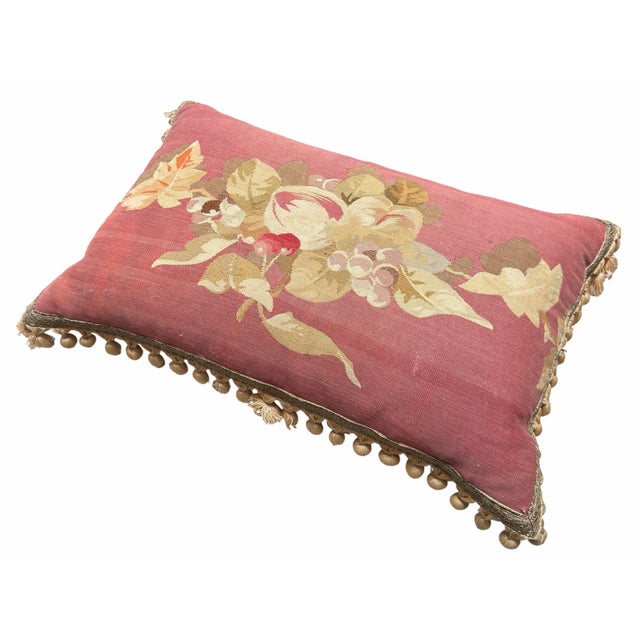 French French Aubusson Needlepoint & Silk Down Designer Pillow For Sale - Image 3 of 6