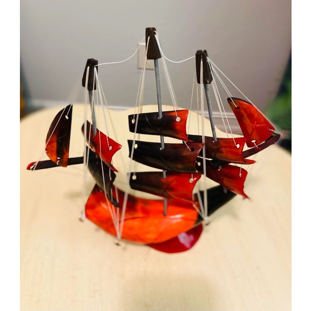 1950s Hand Carved Horn Ship on Horn Base For Sale In Miami - Image 6 of 11