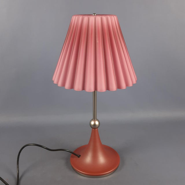 Modern Modernist Pink Pleated Murano Glass Table Lamp, 1970s For Sale - Image 3 of 16