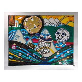 1972 Helmut Kand "Sun and Moon Beauty Contest" Surrealist Silver Foil Serigraph For Sale