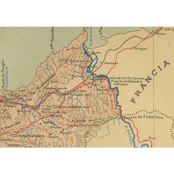 A Cartographic Snapshot of the Basque Coastline and Highlands, 1902 For Sale - Image 4 of 7
