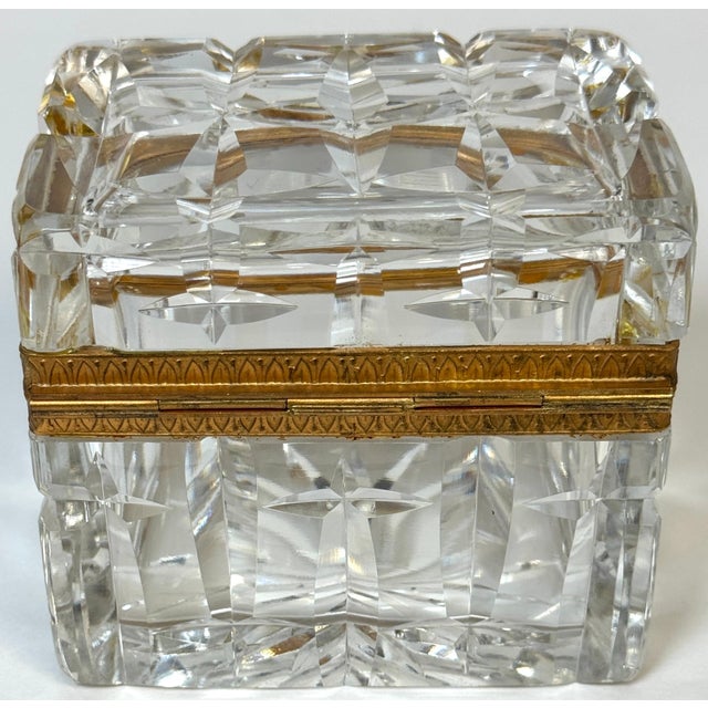 Charles X Style French Ormolu Optic Cut Crystal Box, Signed Lehmann France For Sale - Image 14 of 18