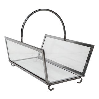 Chrome and Glass Log Holder in the Style of Albrizzi, Circa 1970's For Sale