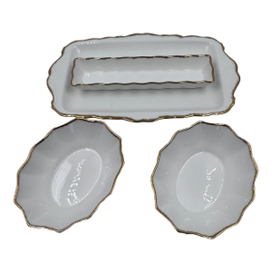 Mid 20th Century Royal Albert Bone China Gold Rim Sandwich & Tidbit Serving Set – 4 Pieces
