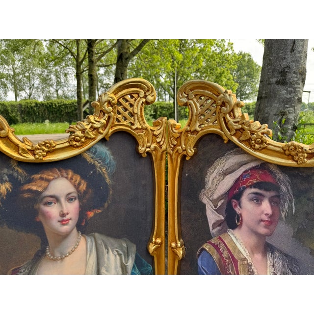 Gold 1960 French Louis XVI Gold Beech Room Divider Screen - 2 Panels For Sale - Image 8 of 14