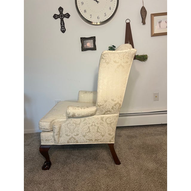 Cyber Monday Flash Sale - Mid 20th Century Kindel Ball & Claw Chippendale Queen Anne Flared Wingback Chair For Sale - Image 9 of 12