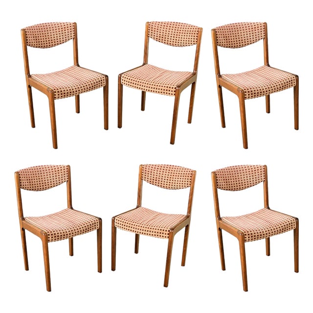 Late 20th Century French Vintage Midcentury Dining Chairs Set of 6 For Sale