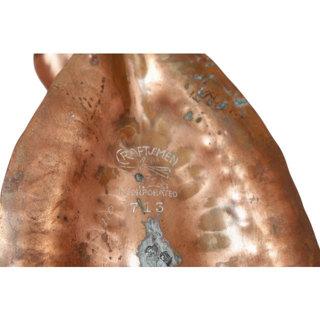 Copper 1930's Craftsman Studios Hammered Copper Candelabra, a Pair For Sale - Image 8 of 8