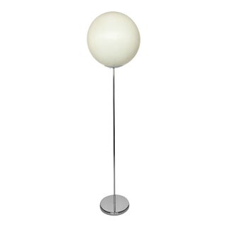 Vintage Chrome and White Globe Lollipop Floor Lamp For Sale