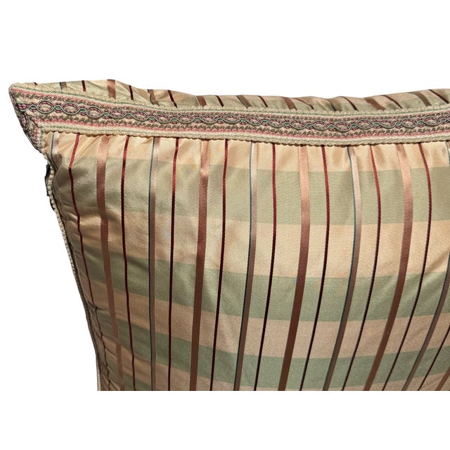 2000 - 2009 Brunschwic & Fils Plaid Silk Stripe Designer Down Pillow For Sale - Image 5 of 7