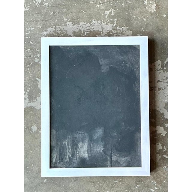 Vintage Black and White Abstract Expressionist Painting For Sale - Image 12 of 12