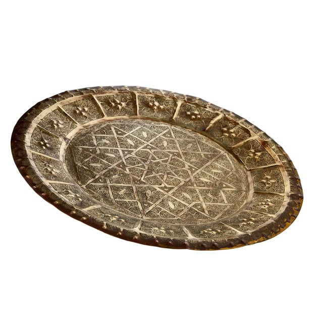 Mid 20th Century Engraved Brass Tray Table For Sale - Image 9 of 12