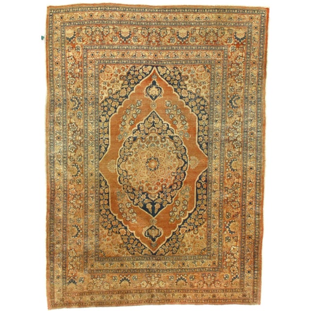 Late 19th Century Late 19th Century Antique Tabriz Hajjalili Rug - 4′1″ × 5′6″ For Sale - Image 5 of 5
