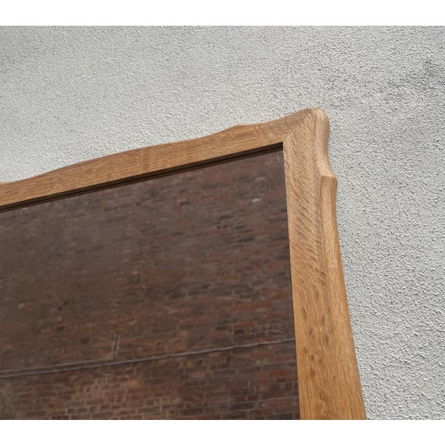 Mid-Century Modern Vintage Danish Wall Mirror with Sculptural Oak Frame, 1960s For Sale - Image 3 of 5