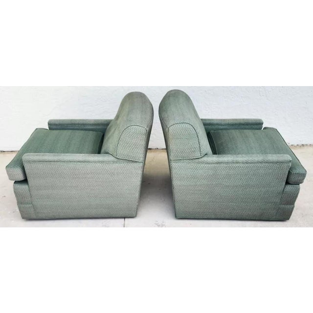 Textile MCM Carr & Company Lounge Chairs Swivel Low Profile Pair For Sale - Image 7 of 11