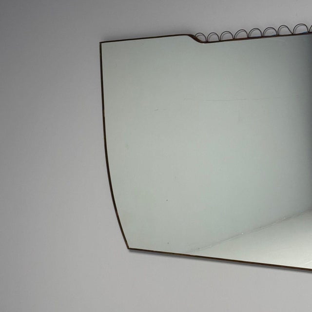 Osvaldo Borsani Attr, Monumental Wall Mirror, Tinted Mirror, Brass, Italy, 1940s For Sale In New York - Image 6 of 14