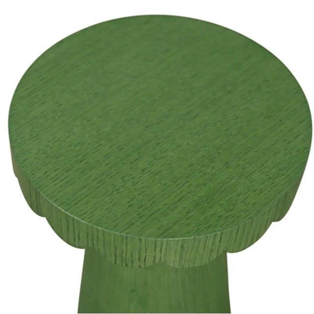 Contemporary Matthew Izzo Home Valencia Kelly Green Stained Oak Scalloped Drink Table For Sale - Image 3 of 6