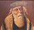 Chassidic Rabbi with Shtreimel, Rare Judaica Oil Painting Signed in Hebrew For Sale