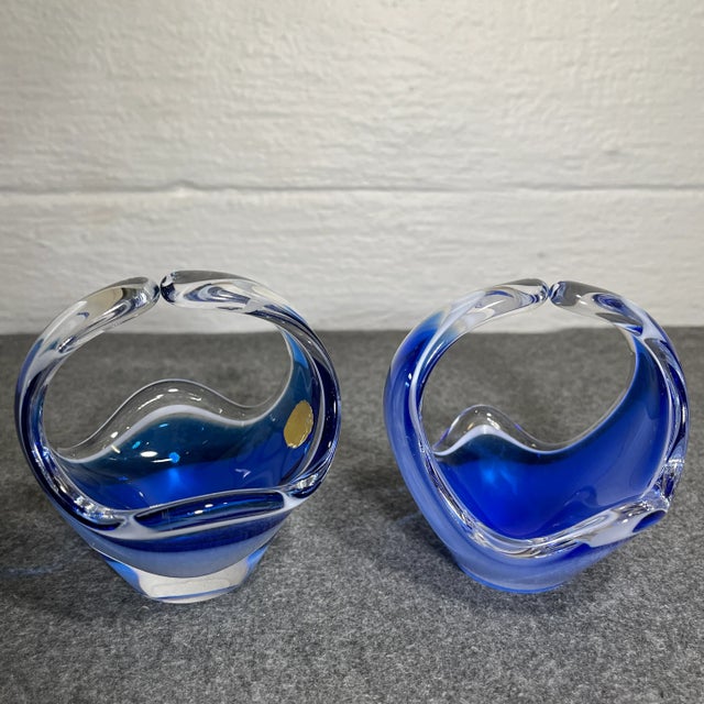 Flygsfors Mid 20th Century Flygsfors Coquille Glass Bowls - Set of 2 For Sale - Image 4 of 11