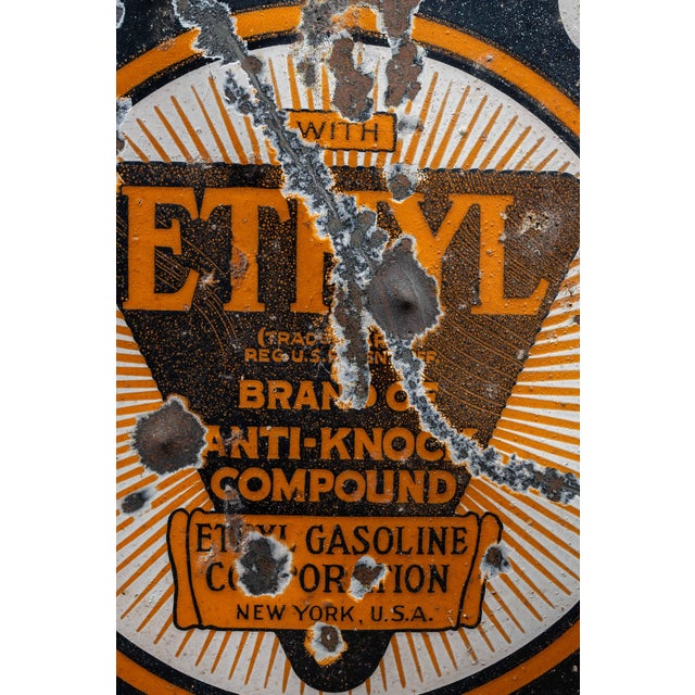 John1920s–1930s Johnson Gasolene With Ethyl Double-Sided Porcelain Sign For Sale - Image 9 of 13