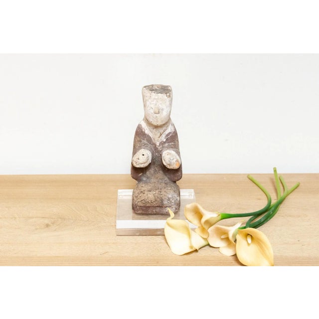 Ceramic Antique Painted Chinese Pottery Figure For Sale - Image 7 of 7