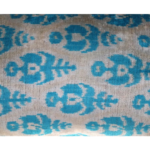 Contemporary Handmade Blue Velvet Throw Pillow & Down Insert For Sale - Image 4 of 10