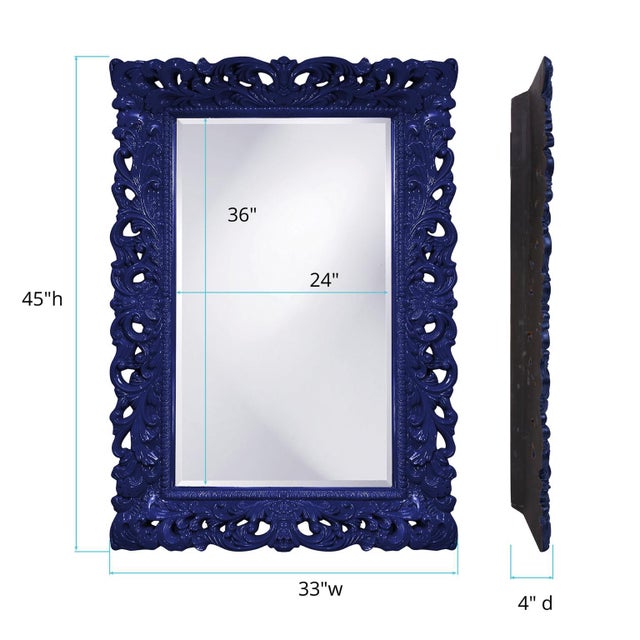 Navy Blue Barcelona Mirror - Glossy Navy For Sale - Image 8 of 9