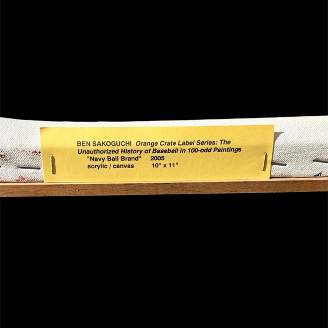 Ben Sakoguchi, "Navy Ball Brand" 2005, acrylic on canvas. Part of the "Brand" series, this piece blends vintage commercial...