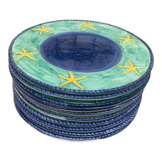 Set of 10 Made in Italy Coastal Starfish Buffet-Charger Plates For Sale