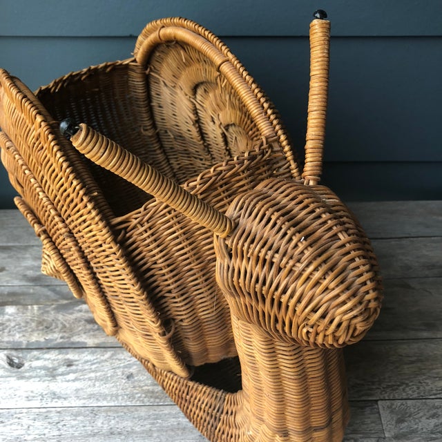 Vintage Wicker Snail Magazine Holder Basket Chairish