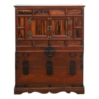 Early 20th Century Korean Persimmon Wood Cabinet For Sale